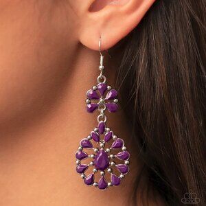 Paparazzi Jewelry Accessories - Posh Palooza - Purple Earrings - Vintage